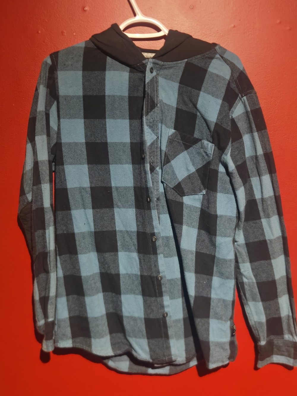 Tony Hawk Hooded Flannel Shirt Blue Black Mens Size M